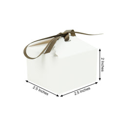 25 Pack 2.5"x2.5" White Grosgrain Ribbon Tote Party Favor Gift Boxes