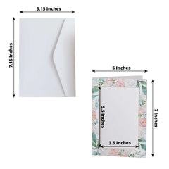 25-Pack Thank You Cards White Pink Peony Floral Design with Envelopes - Picture Insert Invitation Cards for Parties & Milestones 3.5"x5.5"