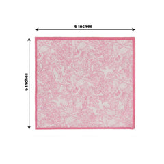 25-Pack Paper Cocktail Napkins with French Toile Print White/Pink - Highly Absorbent 2 Ply Disposable Napkins 5"x5"