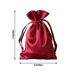 12 Pack 4"x6" Burgundy Satin Drawstring Wedding Party Favor Gift Bags