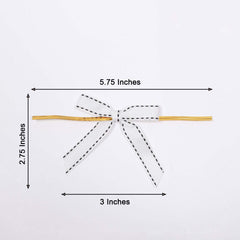 50 Pcs 3" Saddle Stitch Ribbon Bows With Twist Ties, Gift Basket Party Favor Bags Decor - White Black Polyester