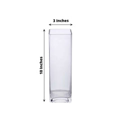 12-Pack Glass Cylinder Vases Square Clear - Durable Heavy Duty Floral Centerpieces for Weddings 10"