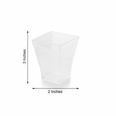 24-Pack Plastic Shot Glasses Clear Super Chic Square - Durable Disposable Glasses for Drinks 2oz