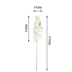 4 Stems 41" Tall White Artificial Silk Hydrangea Flower Branches