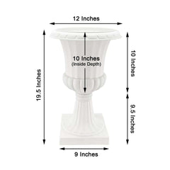 2 Pack 20" White Urn Planter, Floral Pedestal Flower Pot Plant Stand - PVC