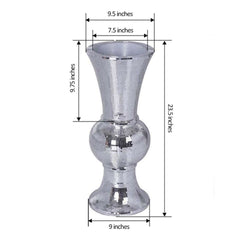 Polystone Urn Floor Vase Mosaic Mirror Design Silver - Stylish Decorative Centerpiece for Weddings 2ft