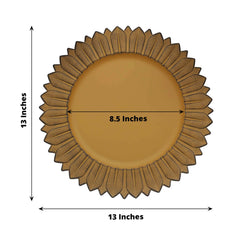 6-Pack Plastic Round Charger Plates 13" in Mustard Yellow with Sunflower Rim, Matte Finish Disposable Dinner Charger Tableware