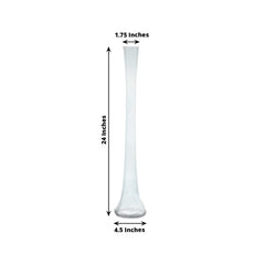 6-Pack Glass Eiffel Tower Vases Clear with Round Base - Tall Skinny Flower Bud Wedding Centerpieces 24"