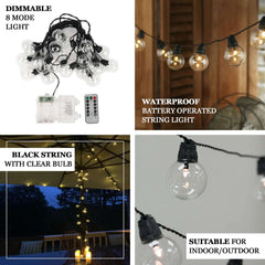 25-Pack LED String Lights 8-Mode Clear Warm White - Waterproof Remote Operated Outdoor/Indoor Bulbs 26ft