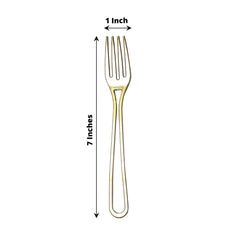 24-Pack Plastic Forks with Modern Hollow Handle Design Gold - Stylish Disposable Utensils 7"