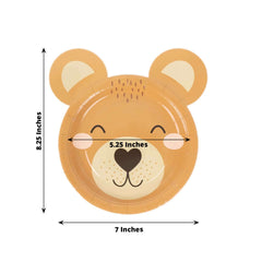 25-Pack Paper 7" Round Plates Brown Teddy Bear Print - Disposable 300GSM Cute Bear Themed Appetizer Dessert Party Plates for Baby Shower Birthday Event Decoration