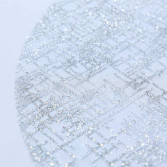 10-Pack Table Placemats Glitter Design Metallic Silver Round - Mesh Polyester Disposable Mats 13"