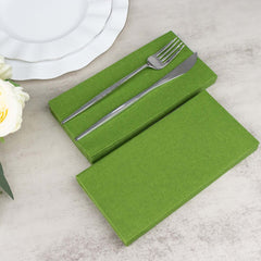 20-Pack Paper Linen-Like Napkins Olive Green - Disposable Hygienic Airlaid Guest Towels 8.5"x4"