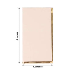 50-Pack Paper Dinner Napkins Blush with Gold Foil Edge 2 Ply - Stylish Disposable Napkins