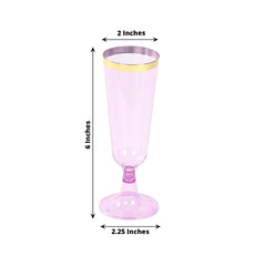 12-Pack Plastic Champagne Flutes Transparent Purpler with Gold Rim - Stylish Disposable Cocktail Glasses for Parties 5oz 6"