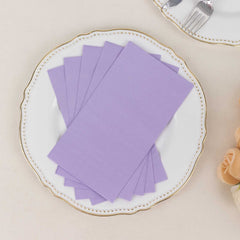 50-Pack Paper Napkins Soft Lavender Lilac - Disposable 2-Ply Cocktail and Beverage Napkins for Weddings