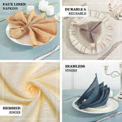 5 Pack Faux Linen 20"x20" Napkins Natural - Slubby Textured & Wrinkle Resistant Cloth Napkins