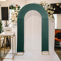8ft Hunter Emerald Green Spandex Fitted Open Arch Wedding Arch Cover, Double-Sided U-Shaped Backdrop Slipcover