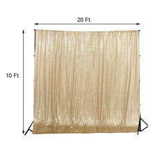 20ftx10ft Champagne Chiffon Sequin Event Curtain Drapes, Dual Layer Photo Backdrop Event Panel