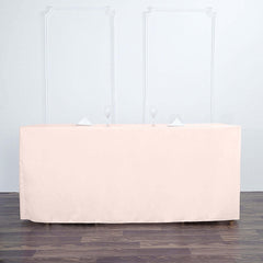 Fitted Polyester 72"x30" Rectangle Tablecloth Blush - Durable Table Cover
