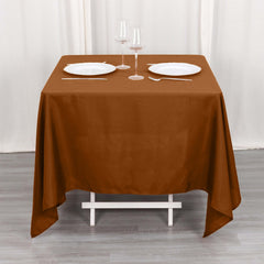 Polyester Square 70"x70" Tablecloth Cinnamon Brown - Wrinkle-Resistant & Durable Table Cover