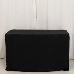 Fitted Polyester 48"x24"x30" Rectangle Tablecloth Black - Durable and Sleek for Events