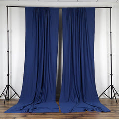 2 Pack Navy Blue Scuba Polyester Event Curtain Drapes, Durable Flame Resistant Backdrop Event Panels Wrinkle Free with Rod Pockets - 10ftx10ft