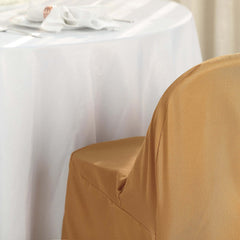 Polyester Slip On Folding Chair Covers Gold - Stain-Resistant Reusable Durable Fabric