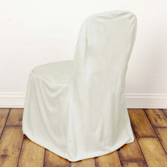 Scuba Stretch Chair Cover Ivory for Banquet Chairs Slim Fit Design - Wrinkle Free and Durable Slipcover