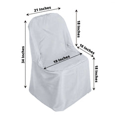 Polyester Slip On Folding Chair Covers Silver - Stain-Resistant Reusable Durable Fabric