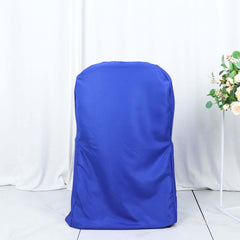Polyester Slip On Folding Chair Covers Royal Blue - Stain-Resistant Reusable Durable Fabric
