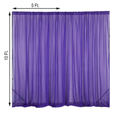 2 Pack Purple Sheer Chiffon Event Curtain Drapes, Durable Flame Resistant Premium Organza Backdrop Event Panels With Rod Pockets - 10ftx10ft