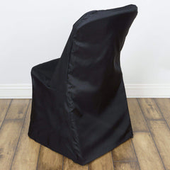 Polyester Chair Cover for Folding Lifetime Chairs Black - Reusable Durable Slip-On Cover
