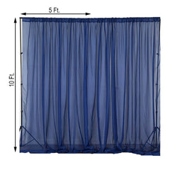 2 Pack Navy Blue Sheer Chiffon Event Curtain Drapes, Durable Flame Resistant Premium Organza Backdrop Event Panels With Rod Pockets - 10ftx10ft