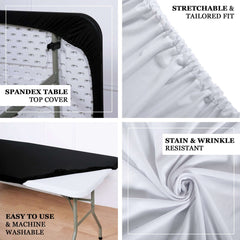 Spandex Rectangle 96"x30" Tablecloth Top Cover Black - Stretchy, Wrinkle Free & Fitted Table Topper