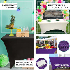 Stretch Spandex 96"x30" Rectangle Table Cover Dusty Rose - Durable Form-Fitting Tablecloth