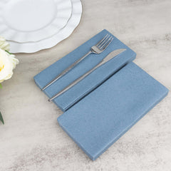 20-Pack Paper Linen-Like Napkins Dusty Blue - Disposable Hygienic Airlaid Guest Towels 8.5"x4"