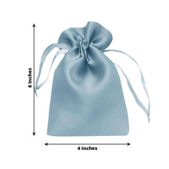 12 Pack 4"x6" Dusty Blue Satin Drawstring Wedding Party Favor Gift Bags