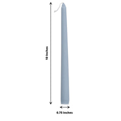 12-Pack Taper Candles Premium Wax Design Dusty Blue - Unscented Candles for Upscale Settings 10"