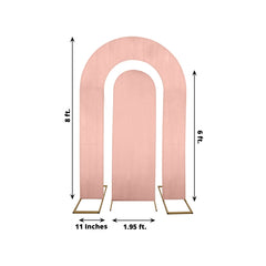 Set of 2 Dusty Rose Spandex Fitted Wedding Arch Covers for Round Top and Double Arch Chiara Backdrop Stands - 6ft,8ft