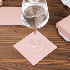 20-Pack Paper Linen-Like Cocktail Napkins Dusty Rose - Disposable 5"x5" Airlaid Soft Napkins