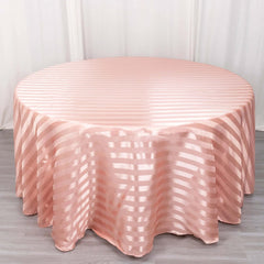 Satin Striped 120" Round Tablecloth Dusty Rose Satin Stripe - Silky Smooth Seamless Table Cover
