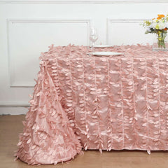Taffeta 90"x156" Rectangle Tablecloth Dusty Rose | 3D Leaf Petal Design Seamless Table Cover