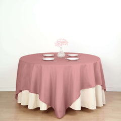 Polyester 90"x90" Table Overlay Square Tablecloth Dusty Rose - Wrinkle-Resistant & Durable Table Cover