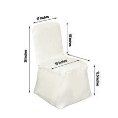 Polyester Chair Cover with Square Top for Banquet Chairs Ivory - Durable Reusable Slip-On Cover