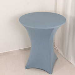 Spandex 33"-36" Round Cocktail Table Cover Dusty Blue - Easy to Maintain Stretch Fitted Highboy Tablecloth