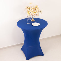 Spandex 33"-36" Round Cocktail Table Cover Royal Blue - Easy to Maintain Stretch Fitted Highboy Tablecloth