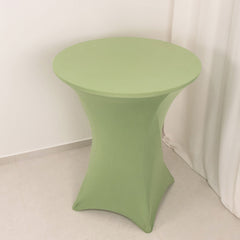 Spandex 33"-36" Round Cocktail Table Cover Sage Green - Easy to Maintain Stretch Fitted Highboy Tablecloth
