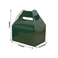 25 Pack Candy Gift Tote Gable Boxes, Hunter Emerald Green Party Favor Treat Boxes - 6"x3.5"x7"