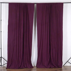 2 Pack Eggplant Scuba Polyester Event Curtain Drapes, Durable Flame Resistant Backdrop Event Panels Wrinkle Free with Rod Pockets - 10ftx10ft